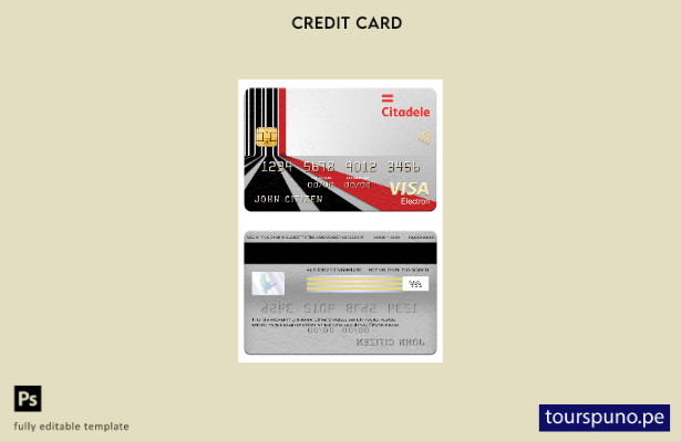 lista para imprimir plantilla de tarjeta electrónica visa bancaria Citadele de L
